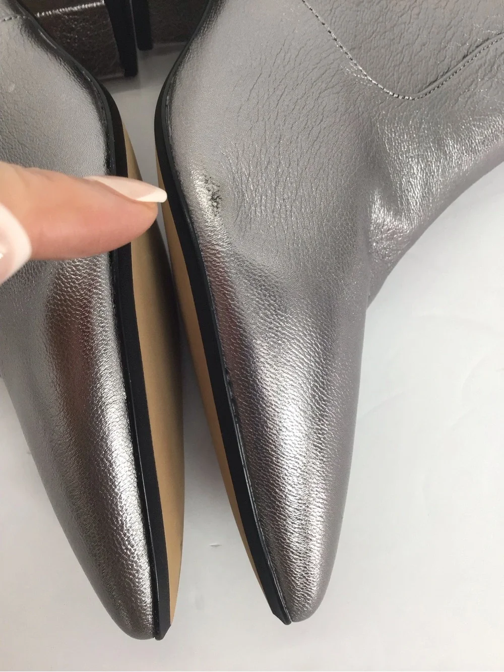 Karl Lagerfeld Paris NWOT Maude Metallic Bootie Pointed Almond Toe Silver Sz 6.5
